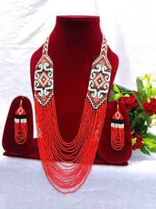 Ensemble de colliers classiques ethniques en perles de verre, chaîne à maillons, bijoux faits à la main pour femmes, pour les occasions de festivals et de fêtes - Product Image 1