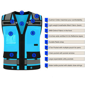 Chaleco de Seguridad Reflectante para Hombre, Alta Visibilidad, Bolsillos Amplios, Impermeable, para Trabajo y Construcción, Etiqueta Personalizada - Product Image 6