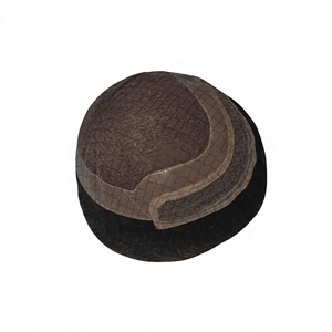 Prothèse capillaire sans bonnet en cheveux naturels, avec dentelle suisse frontale, filet 64, pour hommes, style noir - Product Image 6
