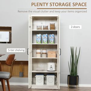 Mobile dispensa da cucina bianco antico a 5 ripiani con 2 mensole regolabili per lo stoccaggio - Product Image 4