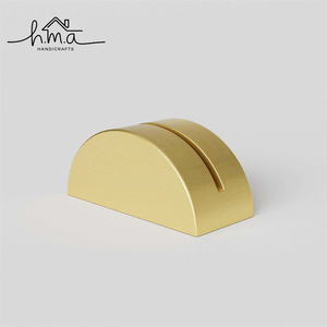 Gold Half Round Metal Business <b>Card</b> Holder Curved Desk <b>Card</b> Display Stand Minimalist Semi Circle Office <b>Table</b> <b>Card</b> Holder Decor - Product Image 1