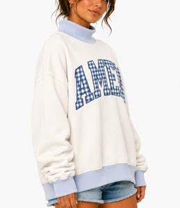 Sudadera Unisex con Cuello Redondo y Bordado, de Felpa de Algodón y Spandex, Manga Regular, Estilo Oversize, Informal, para Invierno y Uso Diario - Product Image 6