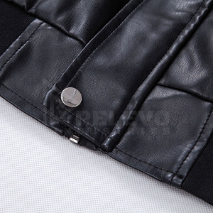Custom Men's Slim Fit Leather Jacket Turn-down Collar Zipper Closure Moto Biker Style <b>Winter</b> Solid Black Streetwear - Product Image 5