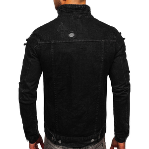 Custom Logo 2024 Streetwear Black <b>Denim</b> <b>Jacket</b> for <b>Men</b> Plus Size Washed Coat with OEM Design Service Spring Outdoor Wear - Product Image 2