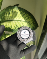 Pragalbh Jewels Maßgefertigte Diamant-Lünette Uhr Vollständig mit Diamanten Besetzt Luxuriöse Hip-Hop Armbanduhr aus Edelstahl & Gummi für Herren
