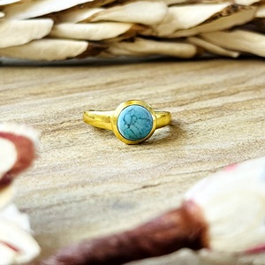 High Demand Turquoise <b>Rings</b> Minimalist Brass <b>Ring</b> For Women 18k Gold Plated <b>Dainty</b> Geometric <b>Ring</b> for Wholesale/OEM/ODM - Product Image 1
