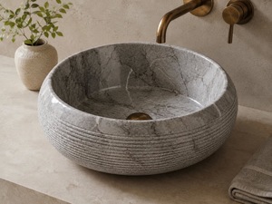 Lavabo Redondo de Mármol Natural, Tallado a Mano, Estilo Moderno, para Baños de Lujo, Hoteles, Uso en Comedores, Proveedor Mayorista - Product Image 3