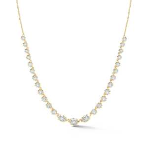 Men's Marquise Lab Grown Diamond <b>Tennis</b> <b>Necklace</b> 14K 18K Solid <b>Gold</b> Adjustable 18inches 1.98 Carat VS+ Clarity IGI Certified - Product Image 1