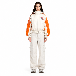 Chaqueta Deportiva Hasbloom para Mujer, con Paneles Naranjas, Resistente al Viento, Cuello Alto, Cierre de Cremallera, Estilo Utilitario de Invierno, Nailon/Algodón - Product Image 1