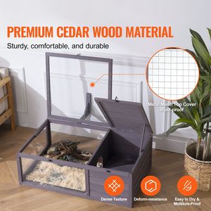 Terrario in Legno a 2 Ambienti per Tartarughe con Supporto per Lampada Sospesa, Recinto per Rettili da Interno ed Esterno per Tartarughe e Altri Animali - Product Image 3