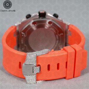 Montre de luxe Charm Jewells en acier inoxydable, cadran analogique de 40 mm, verre saphir, chronographe pour homme, orange, mécanique - Product Image 3
