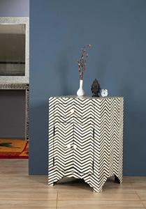 Table à tiroirs en os incrusté de la marque ILAHI, design moderne, détails en agate, rangement à trois niveaux, meuble portable pour la maison - Product Image 2