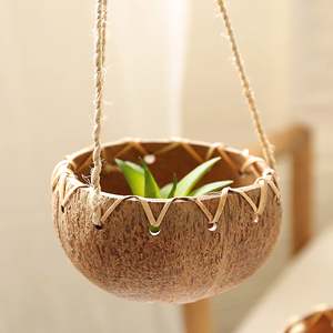 Macetas de cáscara de coco hechas a mano para decoración del jardín, al precio más bajo, macetas naturales para orquídeas y cactus. - Product Image 4