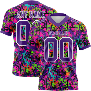 Maillot de football personnalisé violet et blanc, maille 3D effet éclaboussures, authentique, haute qualité, respirant, tenue de sport athlétique - Product Image 4