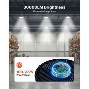 Lot de 4 lampes LED UFO super lumineuses 5000K 250W pour éclairage de baie haute, étanches IP65, pour entrepôt, magasin, grange, 100-277V, large tension - Product Image 2