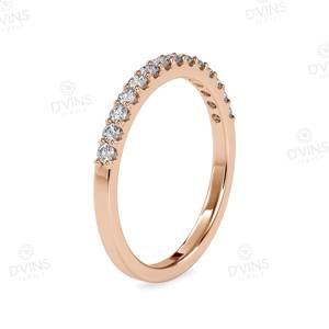 Anillo de Boda de Media Eternidad con Diamante de Corte Brillante Redondo Certificado por IGI para Mujer, Oro Sólido de 14K, Clásico y Fino - Product Image 4