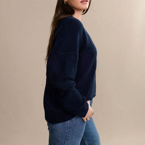 Crea tus propios suéteres de punto casuales extralargos con cuello en V de lana/cachemira de primera calidad para mujer y prendas de calle, transpirables y cómodas - Product Image 5