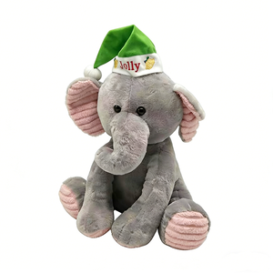 Elefante de peluche suave gris, verde y blanco, Jolly, elefante de peluche gris sentado y esponjoso. - Product Image 5