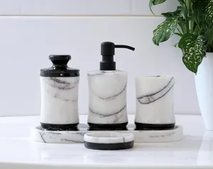 Juego de Accesorios de Baño de Lujo en Mármol Blanco y Negro, Ecológico y Duradero, para Hogar y Restaurante - Product Image 3