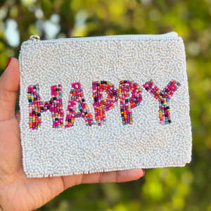 Beaded Zipper Pouch Multicolor Letter Coin Purse Handmade Sequin Clutch Bag White <b>Bead</b> Makeup Organizer Gift for Girls Women - Product Image 5