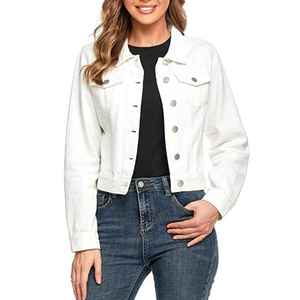 Veste en jean pour femmes, veste en jean bleue à manches longues avec 2 poches avant, vestes en jean en gros avec logo personnalisé - Product Image 1