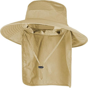 Custom Unisex <b>Navy</b> Blue Bucket <b>Hat</b> With Neck Flap Adjustable Fit Mesh Fabric Outdoor Summer Sun Protection Cap Casual Style <b>Hats</b> - Product Image 5