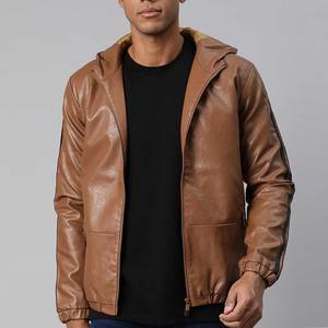 Mens Leather Hoodies Modern Casual Leather Jackets For Export Buyers Offering Warm Feel Clean Finish And Comfortable Wear - Product Image 3