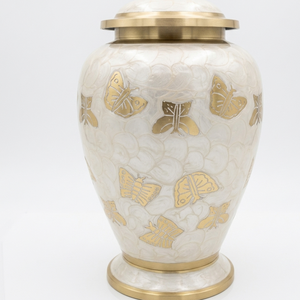 โกศบรรจุอัฐิโลหะทองเหลือง/อะลูมิเนียมสวยงามสำหรับผู้ใหญ่ สำหรับใส่เถ้ากระดูกในพิธีศพ - Product Image 2