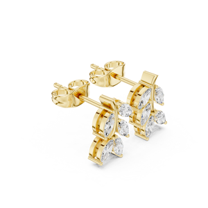 Boucles d'oreilles exclusives en or jaune 14 carats avec diamants de laboratoire taille marquise éthérée, certifiées GRA, bijoux de créateur, vente en gros, export - Product Image 3