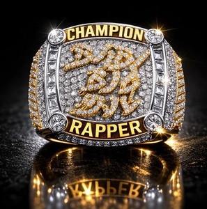 Luxury <b>Mens</b> Championship Rapper 10K Gold 14K Gold Iced Out Hip Hop Statement <b>Ring</b> 925 Sterling <b>Silver</b> Designer Jewelry - Product Image 3