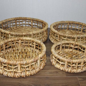 Natural Water Hyacinth Storage <b>Baskets</b> Circle Shape <b>Stackable</b> Rustic Eco-Friendly Multi-Purpose Neatening Organizers - Product Image 5