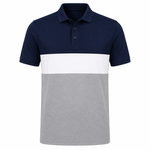 Chemise Homme Unie à Manches Courtes Tricotée Décontractée Séchage Rapide Respirante Coupe Classique Été Bleu Marine Blanc Gris Contrastant - Product Image 1