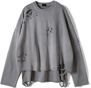 Men's Ripped Knitted <b>Pullover</b> <b>Sweater</b> Solid Color Long Sleeve Crew Neck Winter Wear Slight Stretch Polyester/Cotton - Product Image 1