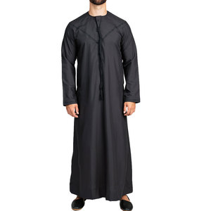 Abelin Saudi <b>Thobe</b> Jubbah <b>Men</b> Solid Modest Four-Way Stretch Plus Size Thermal Breathable Quick Dry Long Sleeve Wholesale - Product Image 1