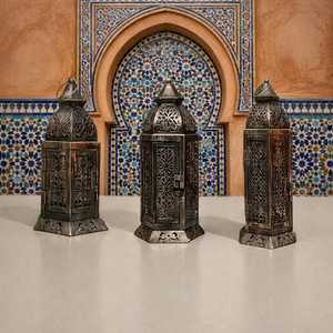 Moroccan Lantern <b>Candle</b> Holder Vintage Bronze Metal Lamp Hanging Tea Light Centerpiece Bohemian Home Decor Small Medium <b>Large</b> - Product Image 4