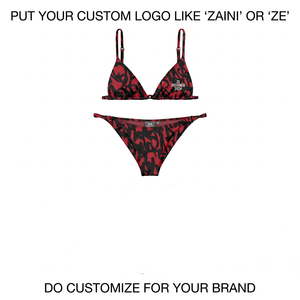 Conjunto de Bikini de 2 Piezas para Mujer, Tela Premium de Spandex/Poliéster de 180 GSM, Top Racerback, Tanga Micro Bra, Botón en la Parte Inferior, Color Turquesa Contorno - Product Image 1