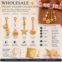 Pendentif en or 18 carats plaqué PVD, résistant à l'eau et inaltérable, motif vie marine, accessoires pour femme, breloques de bikini, maillot de bain, acier inoxydable, ambiance estivale