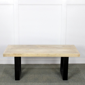 Wooden <b>Coffee</b> <b>Table</b> with Metal Legs | Solid Mango Wood <b>Table</b> with Black Metal Legs | Living Room <b>Coffee</b> <b>Table</b> - Product Image 4