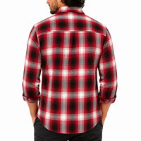 Camisas de Franela Rojas/Negras Bordadas con Logotipo Personalizado, Transpirables, Tejidas, de Algodón Puro Suave, Tallas XS-3XL, Camisas Casuales para Hombre