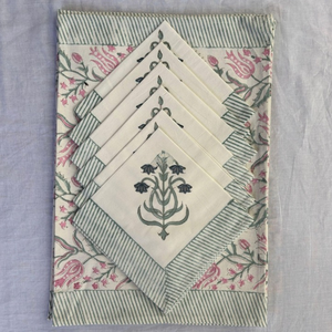 Hand Block Printed <b>Placemats</b> With Napkins Dining Table 100% Cotton Easter Day Holiday Decorations Printed Napkins - Product Image 2