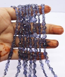 Perles de pierre précieuse Iolite naturelle AAA, forme cœur facettée, 5-6MM, 10 pouces, perles d'iolite facettées, perles d'iolite à forage droit, bijoux en forme de cœur - Product Image 1