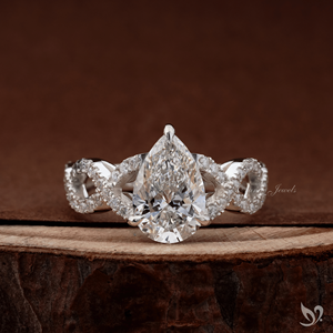 2CT Pear Cut Lab Diamond Engagement <b>Ring</b> IGI Certified Twisted Pave <b>Split</b> Band 10K White Gold - Product Image 1