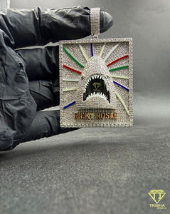 จี้รูปปากฉลามประดับเพชรโมอิสซาไนต์แบบ Iced Out พร้อมสลักชื่อตามสั่ง ริคกี้ โรเซย์ สร้อยคอฮิปฮอปสุดหรู - Product Image 4