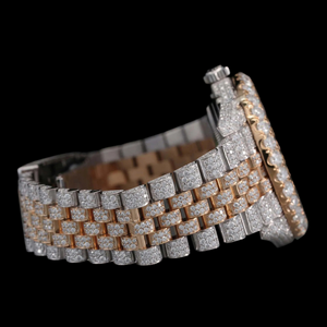 Reloj de Pulsera de Lujo para Hombre con Números Romanos, Diamantes Moissanite, Dos Tonos, Totalmente Cubierto de Diamantes, Características Únicas y Modernas - Product Image 6