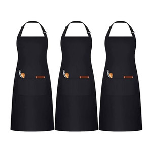 Paquete de 3 Delantales de Chef Negros y Blancos, Delantal de Cocina Ajustable con 3 Bolsillos para Hombres, Mujeres, Camareros y Camareras - Product Image 2