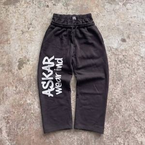 Askarwear Men's Black Sweatpants Elastic Waist Drawstring Letter Print Casual Cotton <b>Pants</b> Autumn Style - Product Image 1