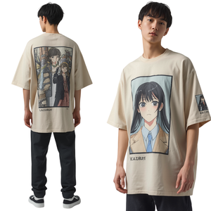 Camiseta de Jersey de Manga Corta para Hombre, Estilo Japonés, Holgada, con Estampado Gráfico, de Algodón, 320g, Cuello Redondo - Product Image 1