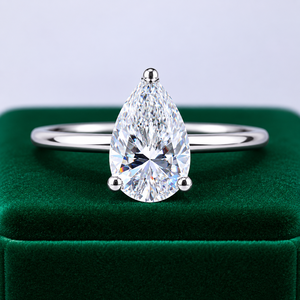 Luxury Pear Cut <b>Solitaire</b> Diamond Engagement <b>Ring</b> <b>Silver</b> IGI Certified Lab Grown Bridal <b>Ring</b> for Wedding Anniversary Gift Fine - Product Image 1