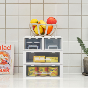 Medium Stackable Modular Desktop <b>Storage</b> Organizer With System <b>Drawers</b> Transparent <b>Plastic</b> <b>Drawer</b> Cabinet For Household Office - Product Image 3