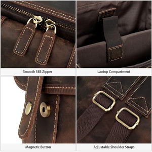 Vintage Leather Backpack Men Laptop <b>Rucksack</b> Large <b>Travel</b> Daypack Hiking School Bookbag Retro Brown Flap Work Business Bag Gift - Product Image 6